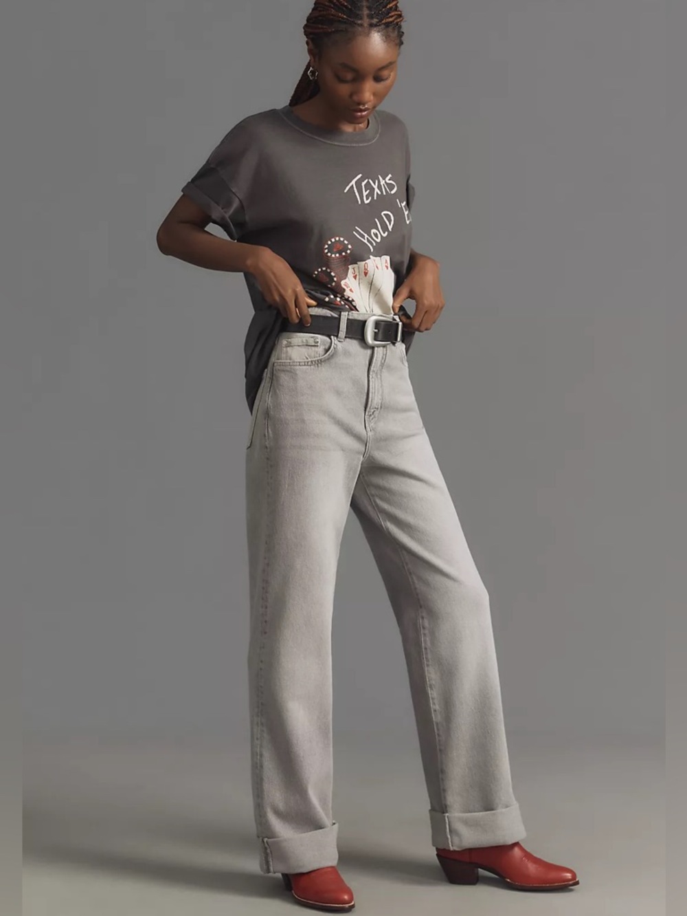 Pilcro Light Gray Boyfriend Jeans